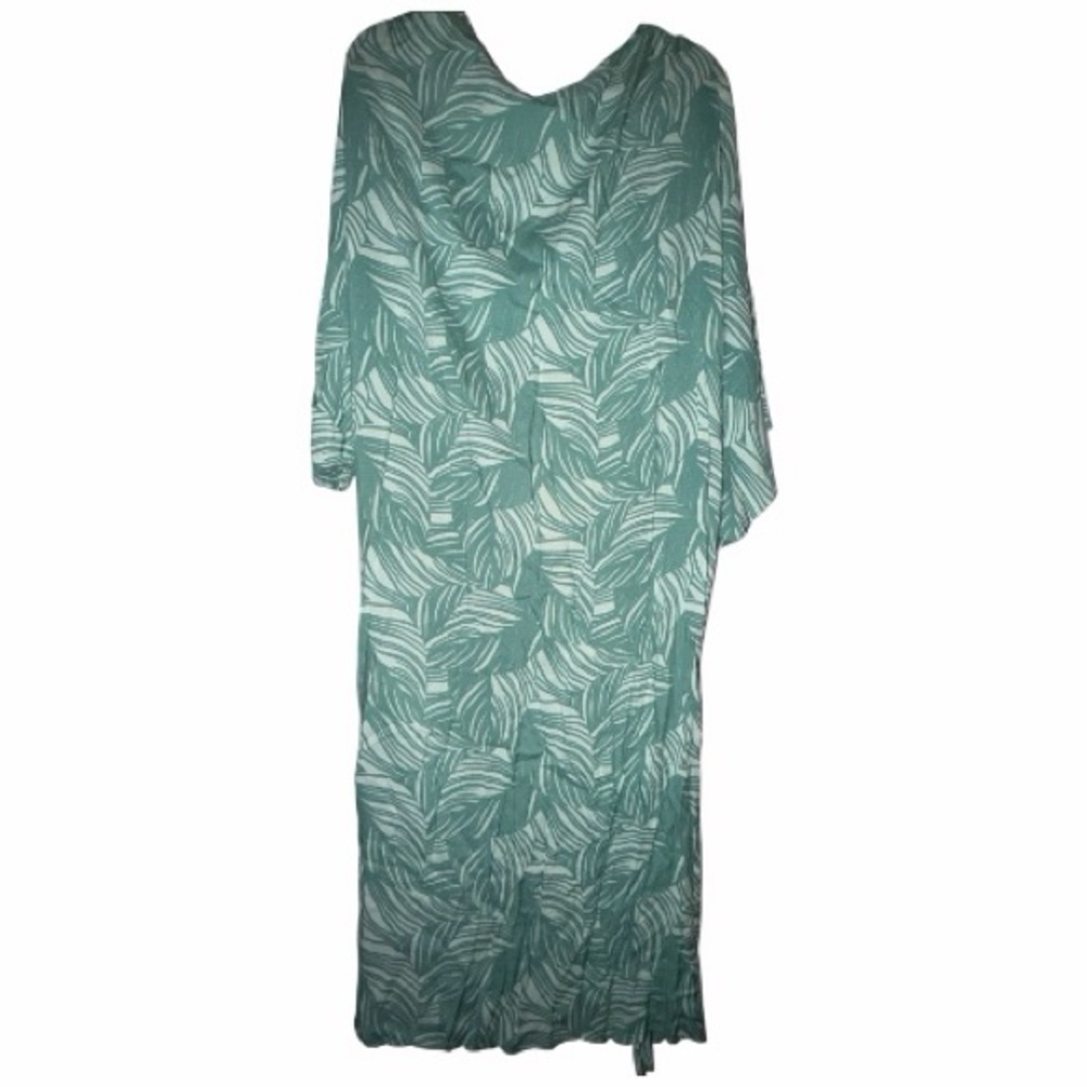 Pink Lily Mint Leaf Print Kimono - Picture 3 of 5